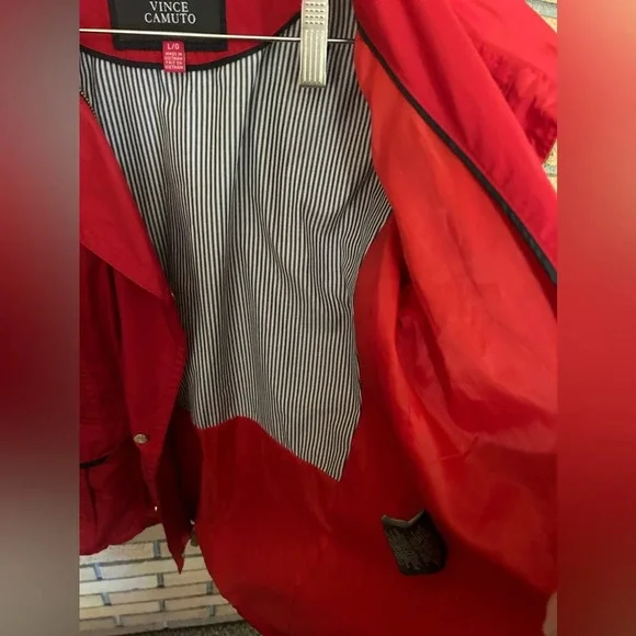 Vince Camuto Red Windbreaker Soft Shell Zip Up Jacket Women’s Size Large - Picture 6 of 10